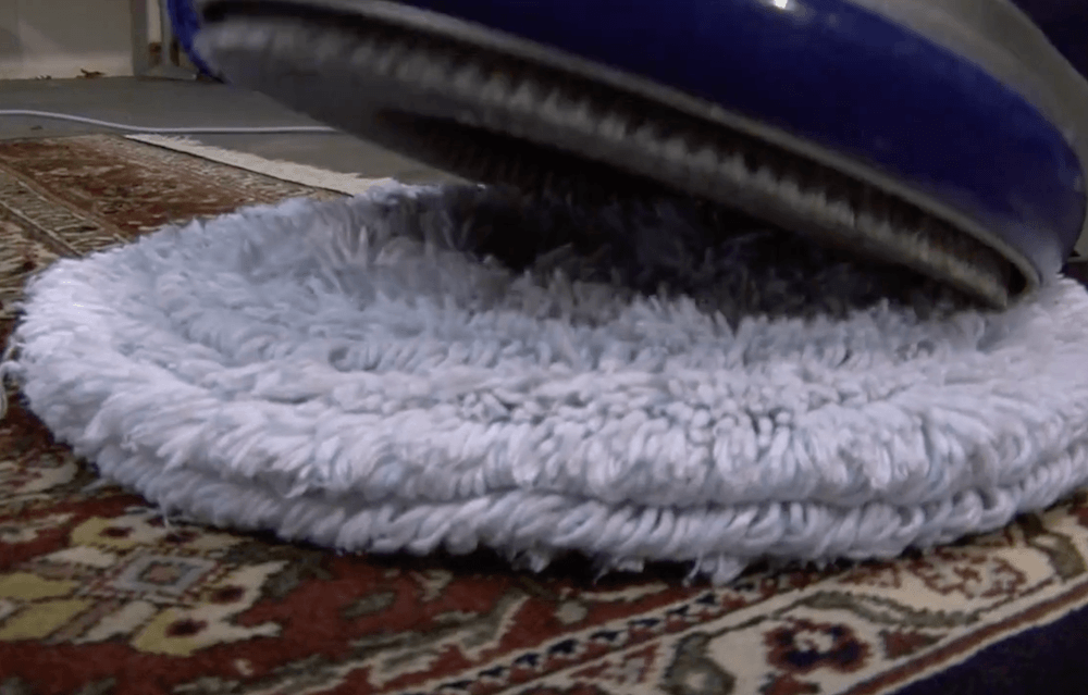 rug cleaning in progress